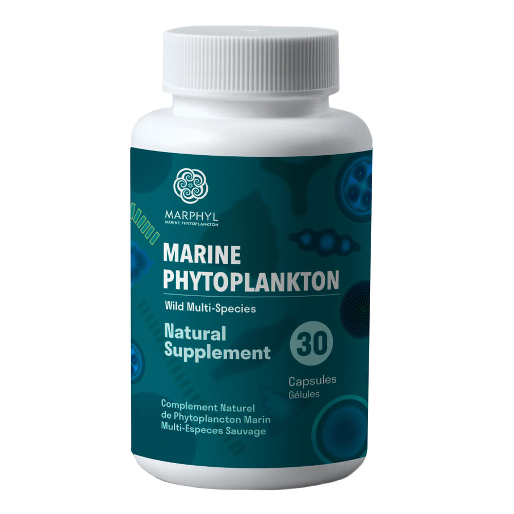 Front view of MARPHYL Marine Phytoplankton capsules bottle