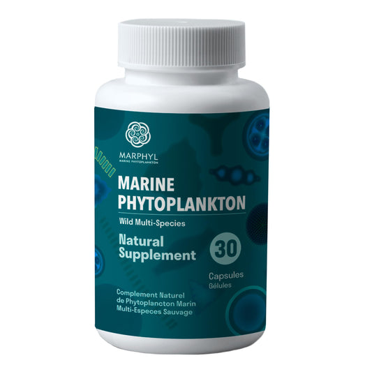Front view of MARPHYL Marine Phytoplankton capsules bottle