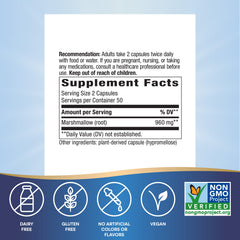 Marshmallow Root capsules in bottle