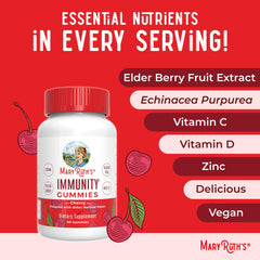 Vegan, pectin-based formula icon on Mary Ruth's Immunity Gummies label