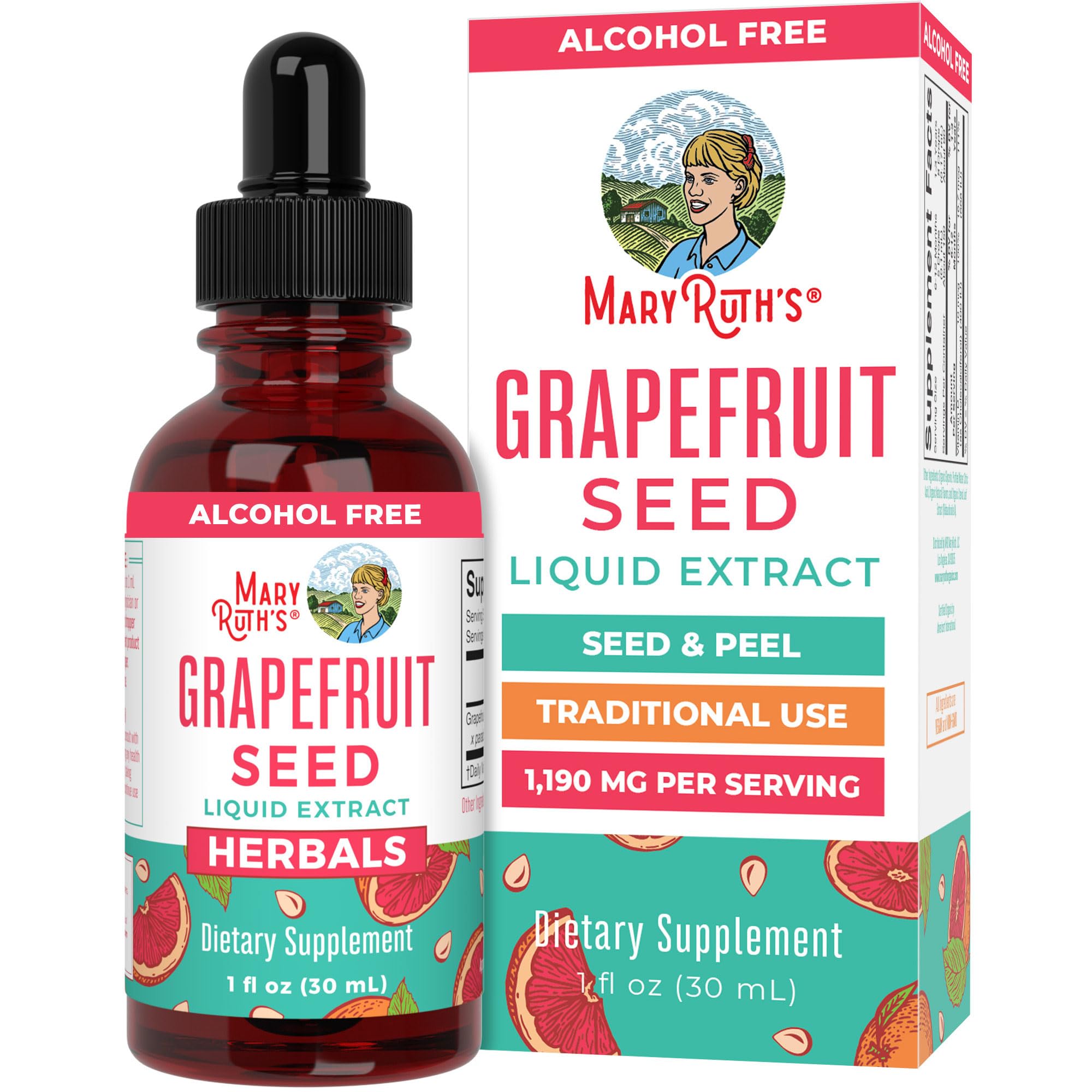 Bottle of MaryRuth Organics Grapefruit Seed Extract Drops with label
