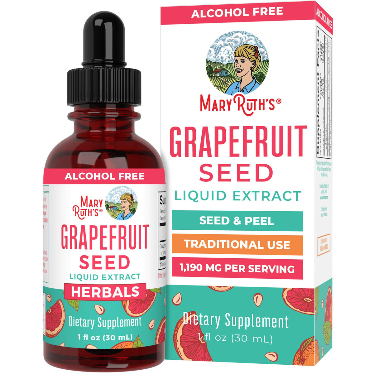 Bottle of MaryRuth Organics Grapefruit Seed Extract Drops with label