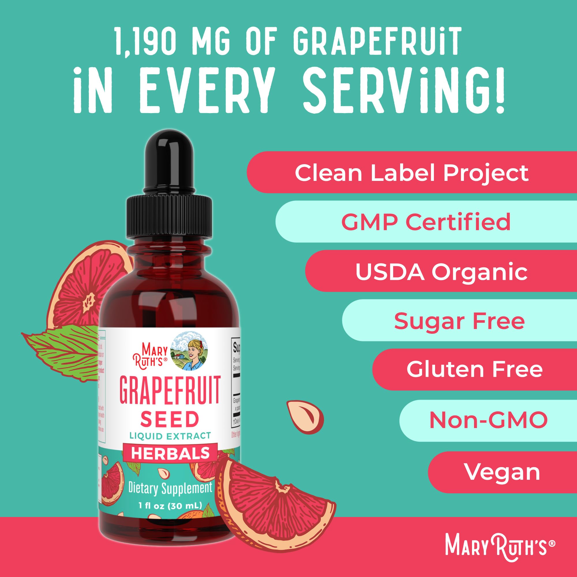 Vegan and non-GMO grapefruit seed extract drops by MaryRuth Organics