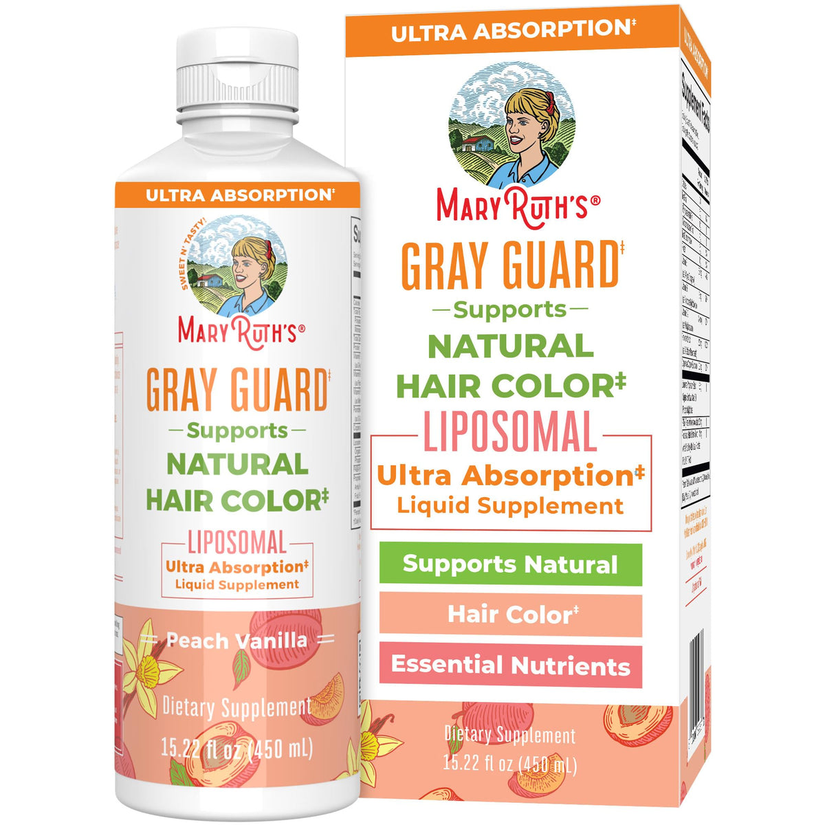 Front view of MaryRuth Organics Gray Guard Liposomal bottle