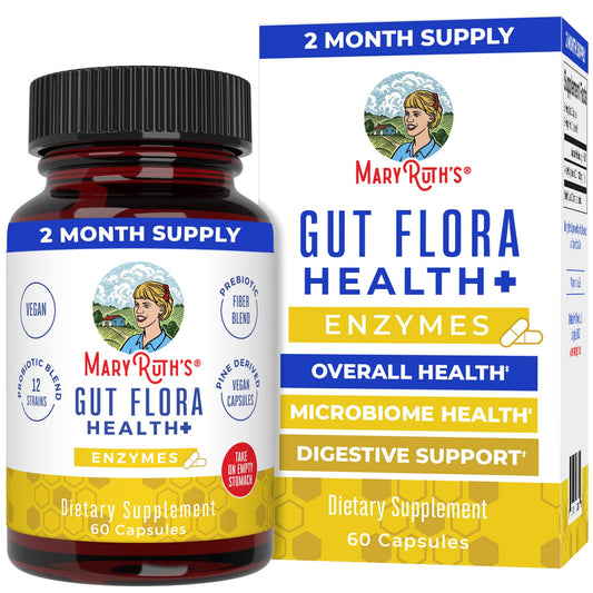 MaryRuth Organics Gut Flora Health+ Enzymes bottle - front view
