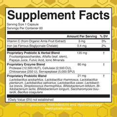 Close-up of Gut Flora Health+ Enzymes bottle label