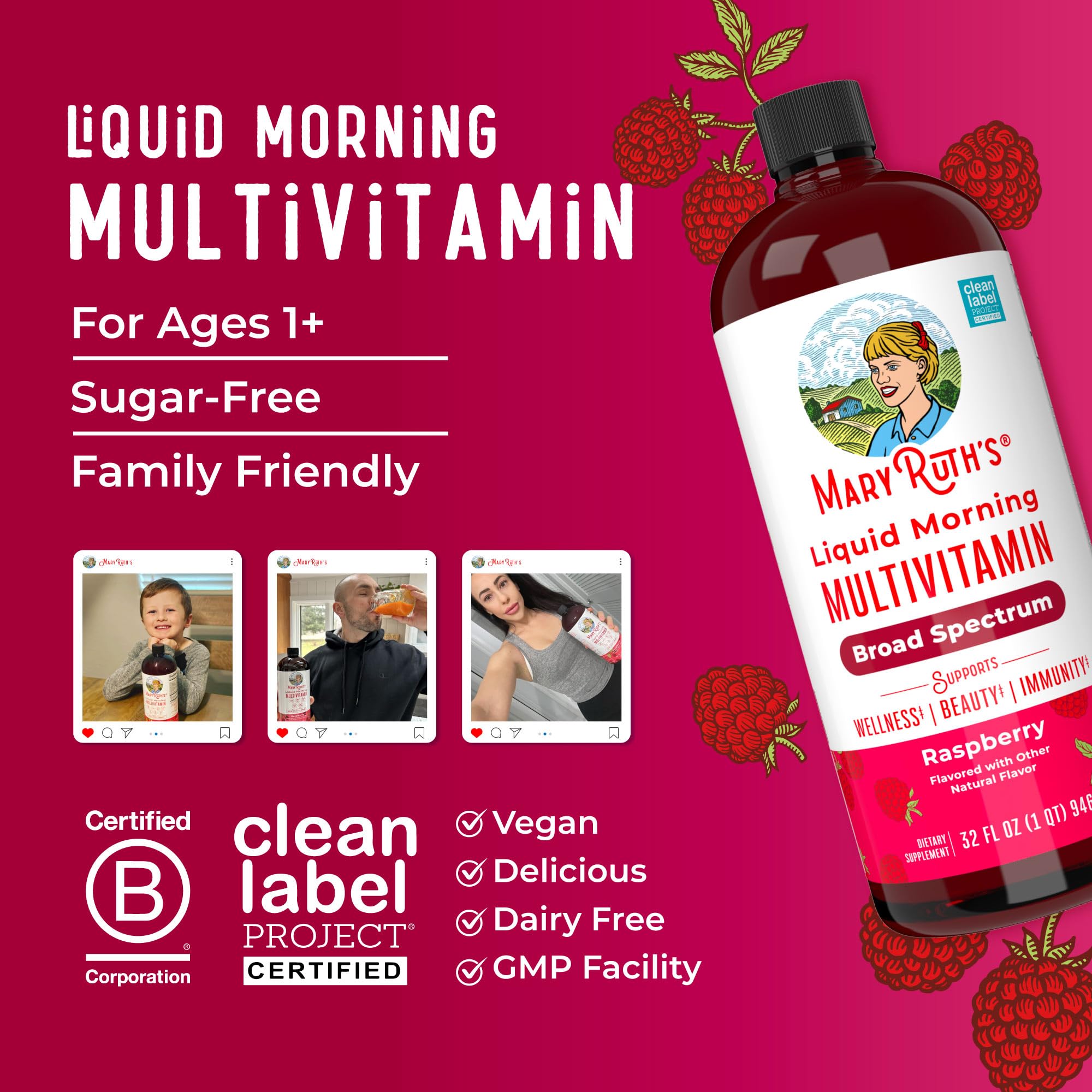 Nutrition ingredients panel of MaryRuth multivitamin