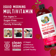 Nutrition ingredients panel of MaryRuth multivitamin