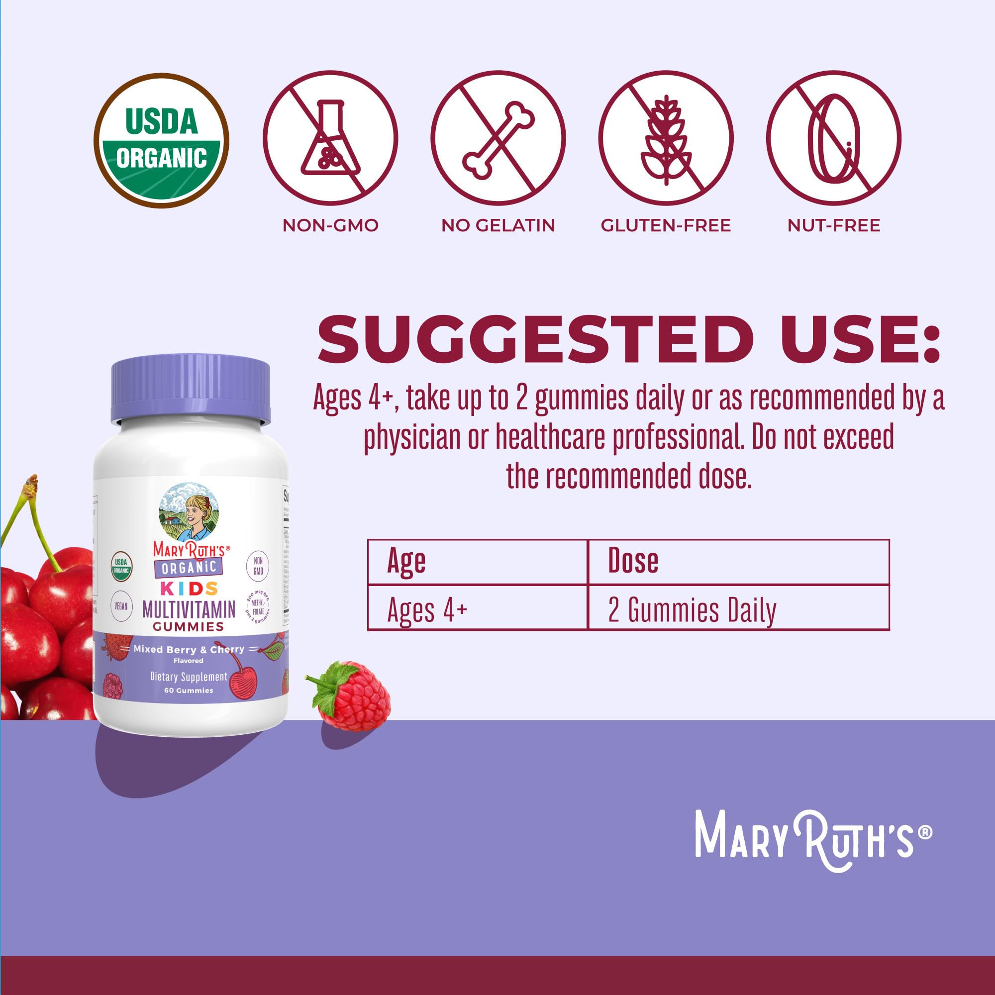 Close up of serving size for kids multivitamin gummies
