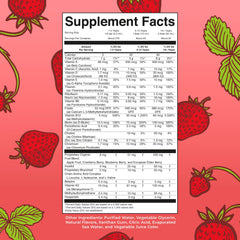 Close-up of label detailing vitamins A C D E B6 B12 Biotin and Zinc