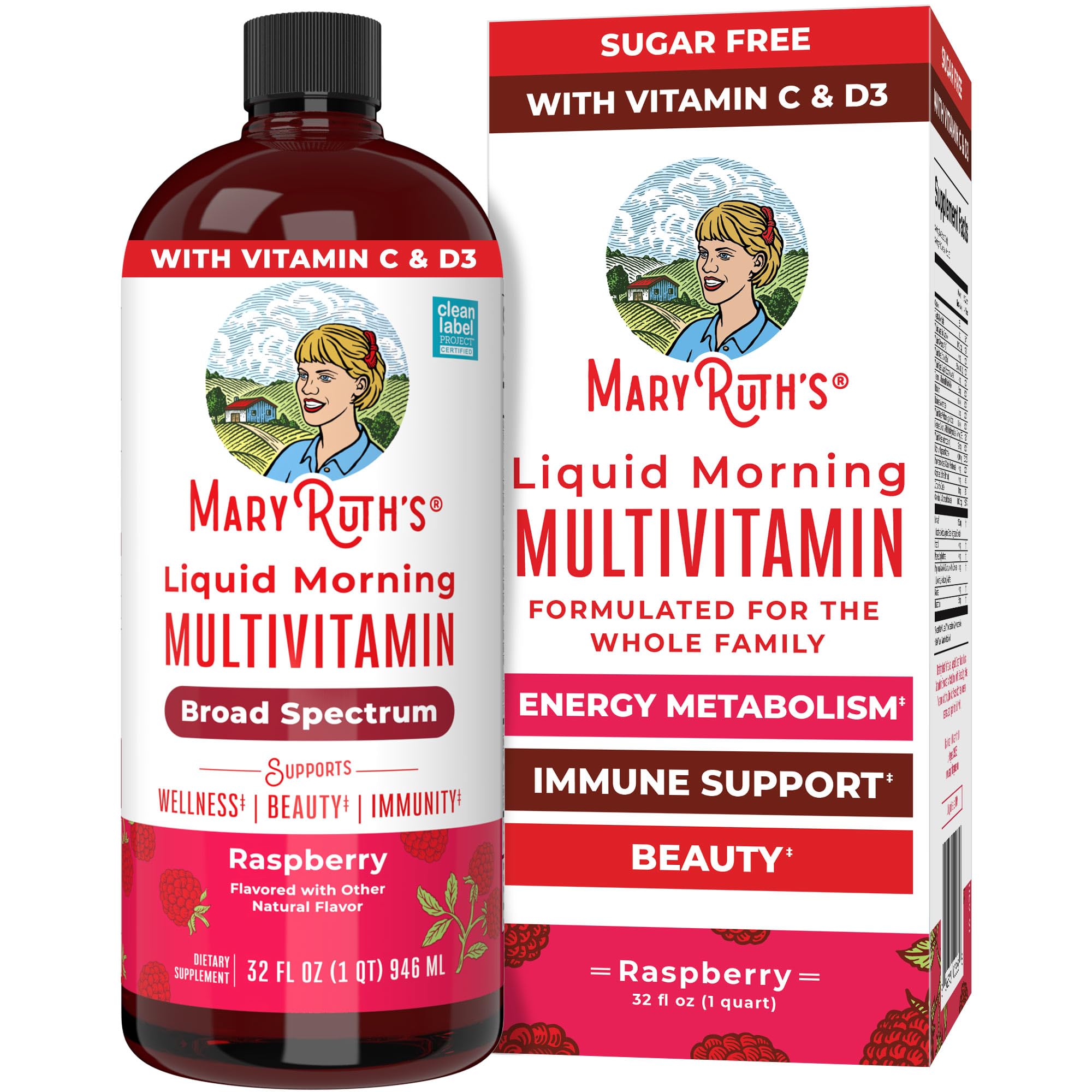 MaryRuth Raspberry Liquid Morning Multivitamin bottle