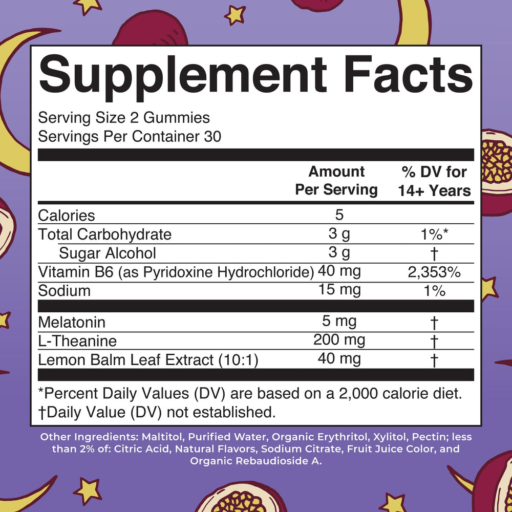 Close-up of Melatonin Sleep Gummies packaging