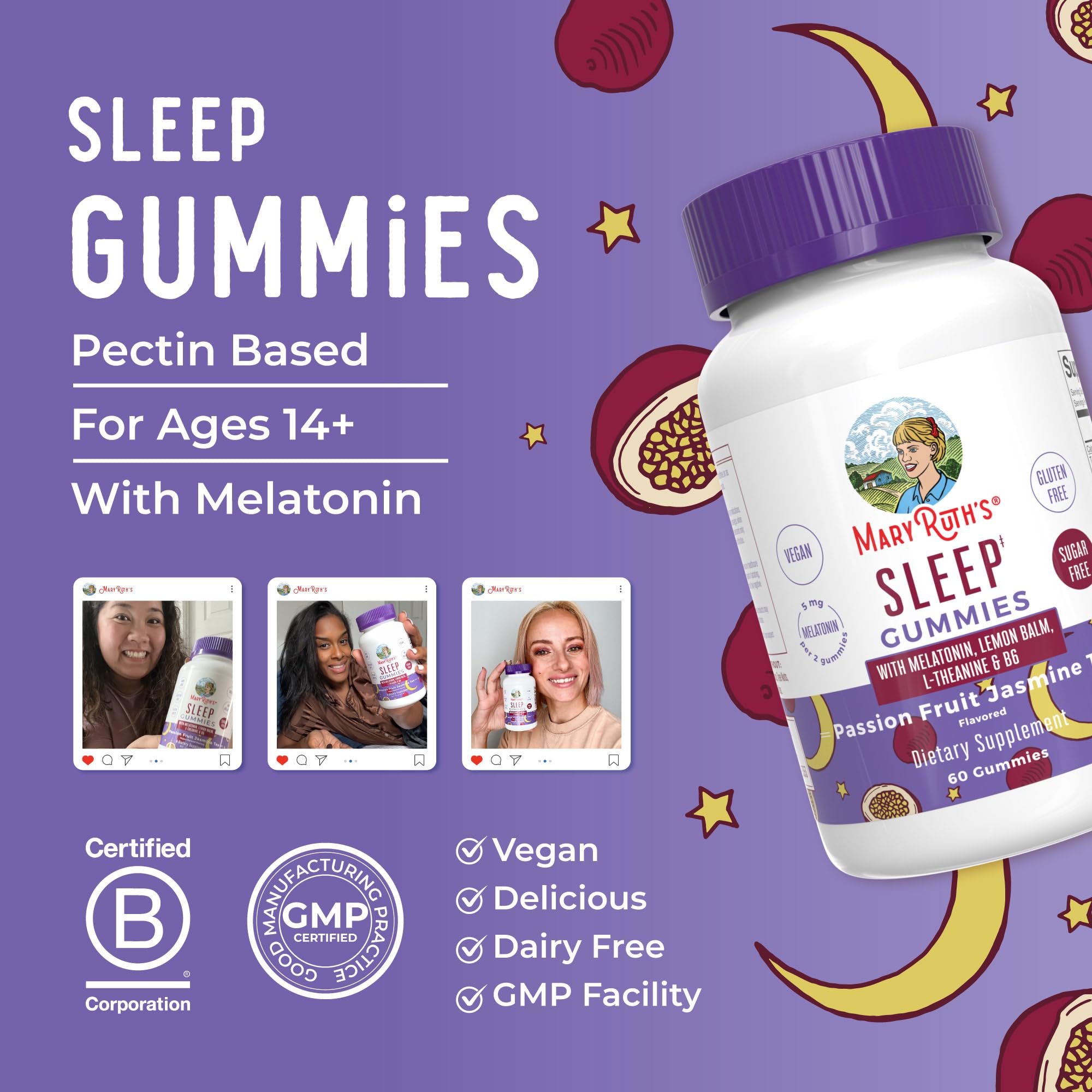 Vegan, Non-GMO, Sugar-Free icons on label