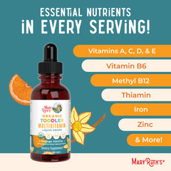 Dosing instruction showing 2 mL daily for toddlers
