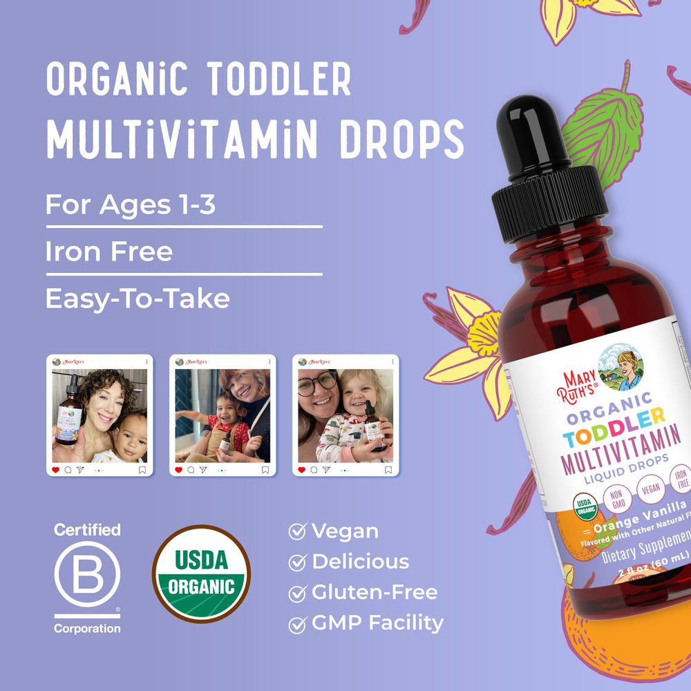 2 fl oz bottle of MaryRuth Organics toddler vitamin drops