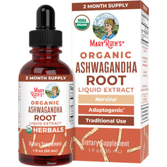 Front view of MaryRuth Organics Ashwagandha Root Liquid Drops bottle