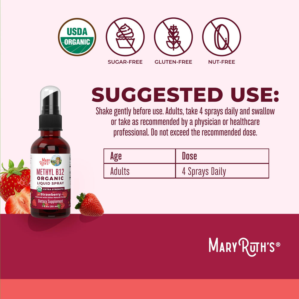 USDA Organic seal on MaryRuth B12 spray bottle