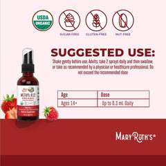Berry flavored B12 spray being applied