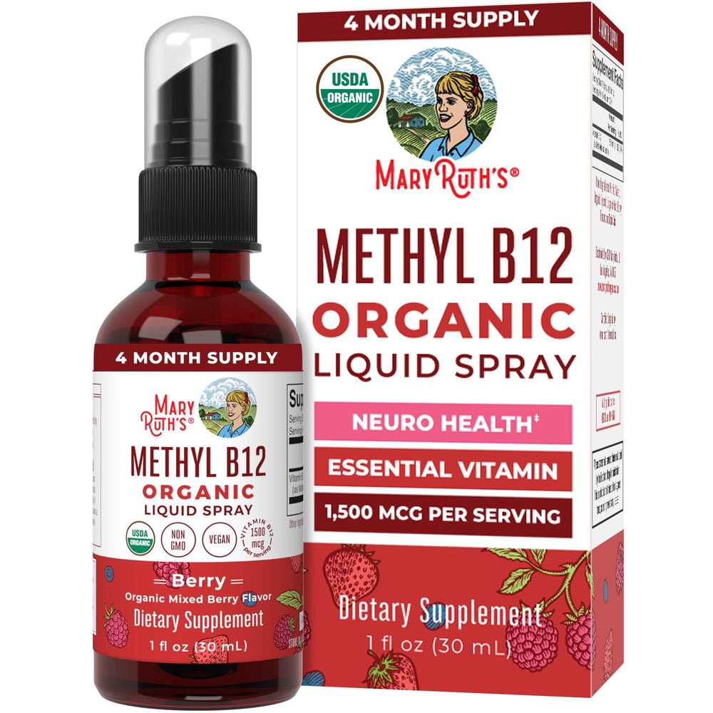 MaryRuth Organics Vitamin B12 spray bottle with berry flavor, 1 fl oz