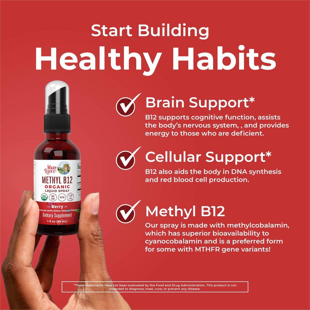 Product packaging for MaryRuth Organics B12 berry spray