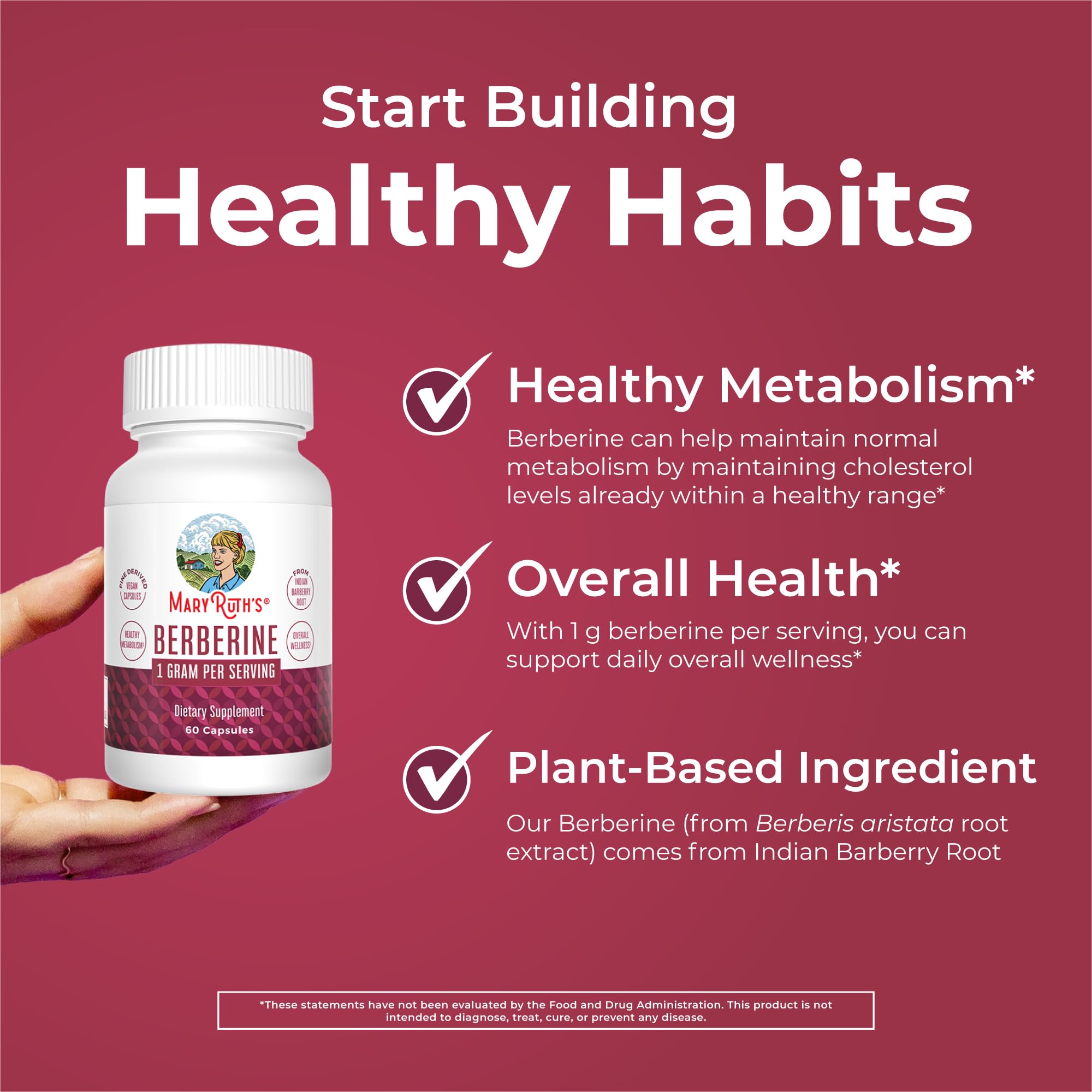 MaryRuth Organics Berberine 1000 mg per serving detail