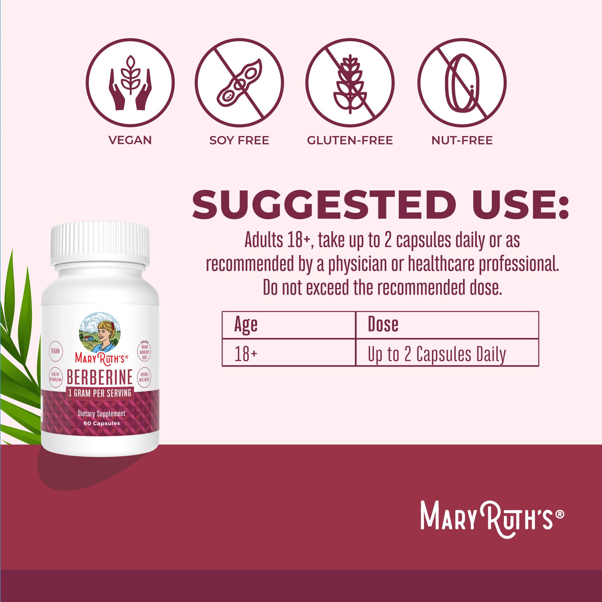 MaryRuth Organics Berberine capsules out of bottle ready to take