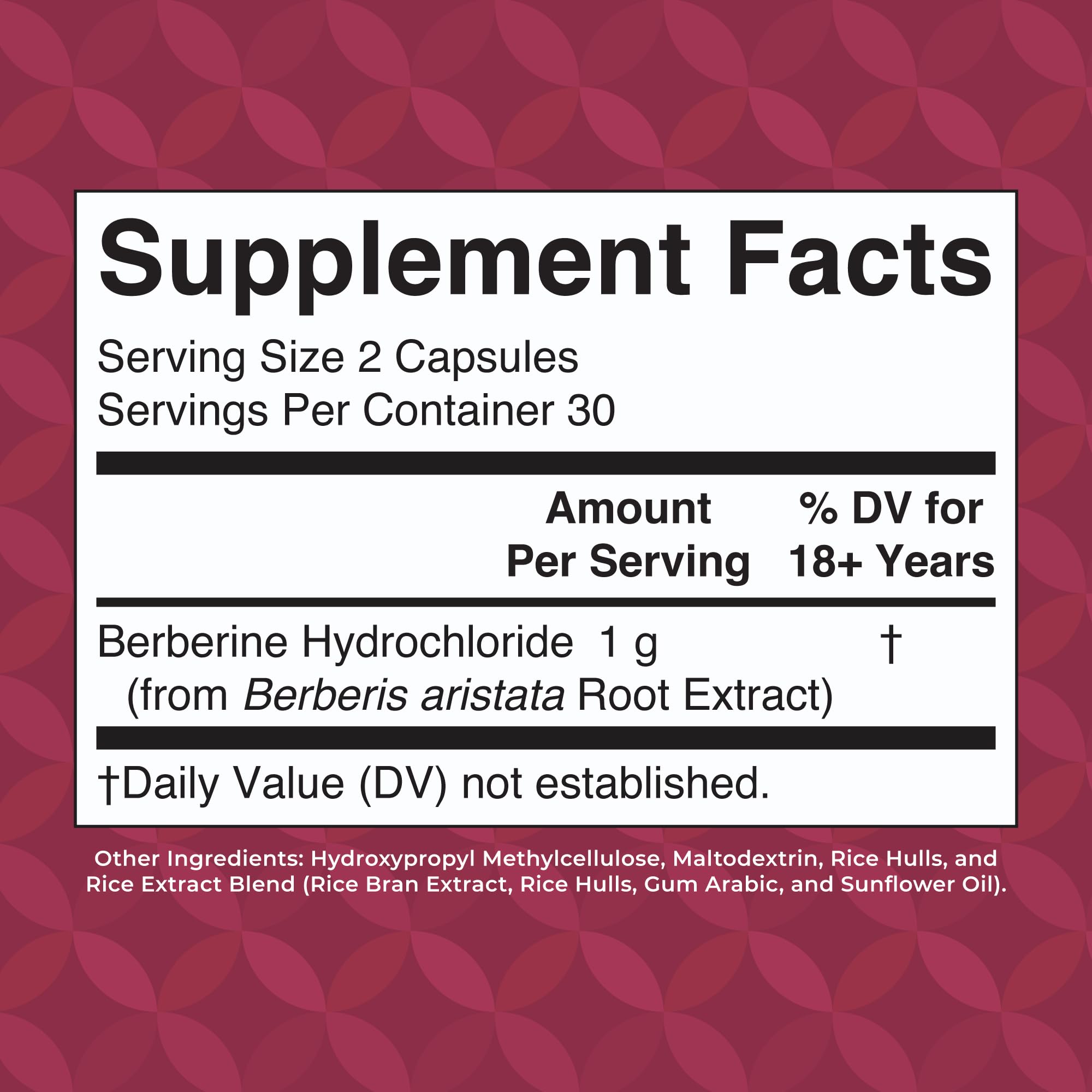 MaryRuth Organics Berberine label close-up showing root extract