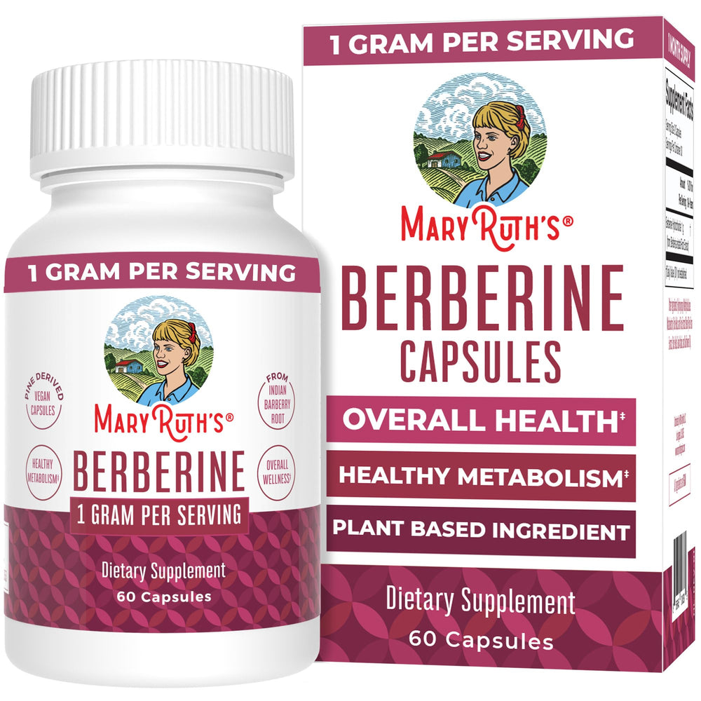 MaryRuth Organics Berberine supplement bottle with label
