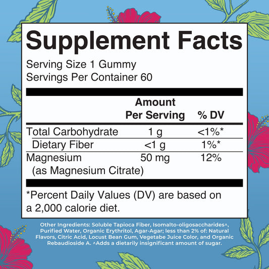Close-up of hibiscus-flavored magnesium gummies
