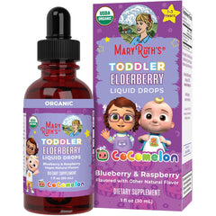 MaryRuth Organics Cocomelon toddler elderberry syrup bottle front