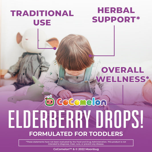 MaryRuth Organics toddler elderberry syrup bottle side view