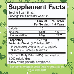 Vegan, dairy-free, gluten-free, sugar-free probiotic bottle