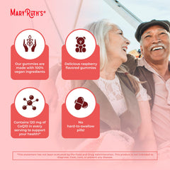 Vegan, non-GMO, gluten-free MaryRuth CoQ10 gummies packaging