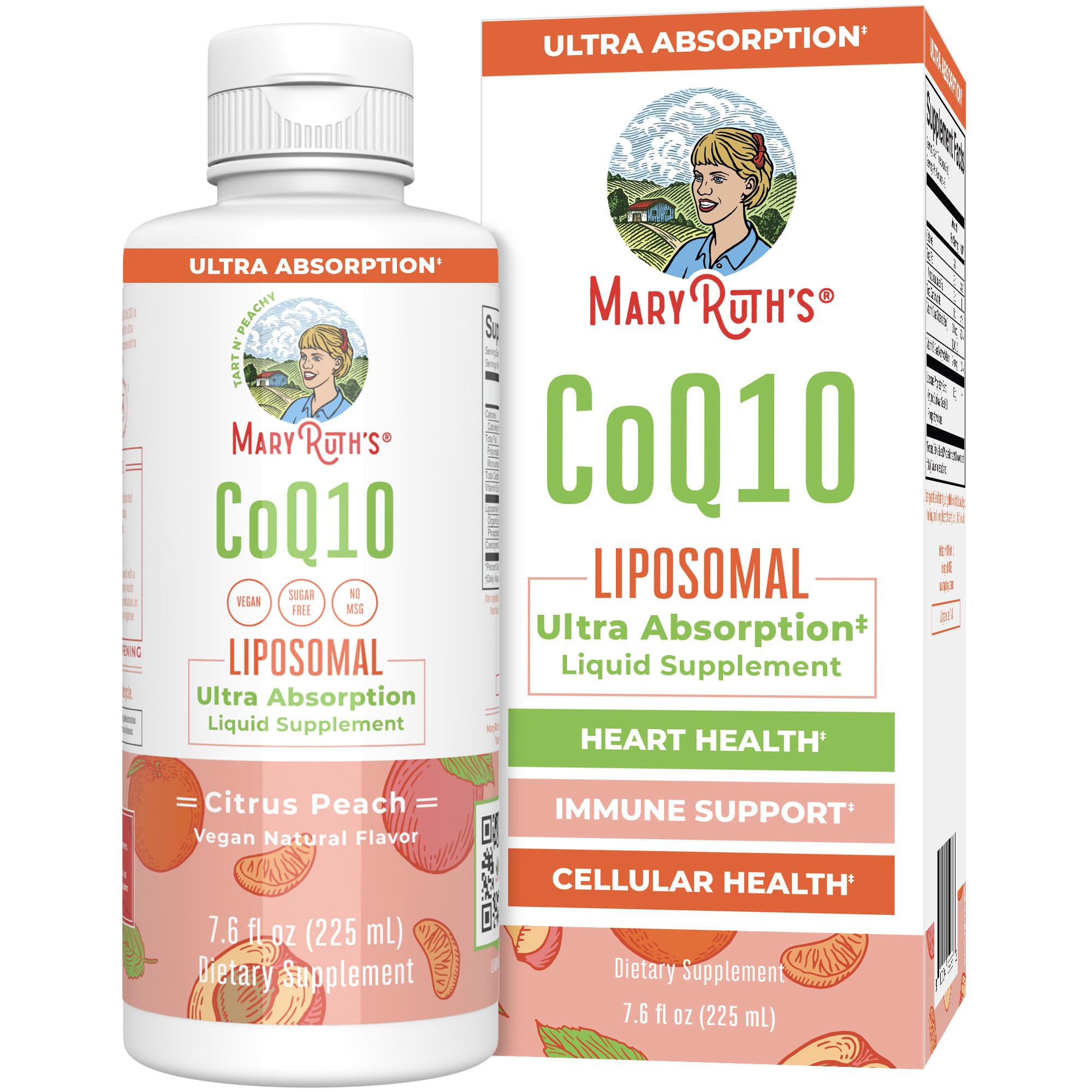 MaryRuth Organics CoQ10 liquid vitamin bottle with heart health label