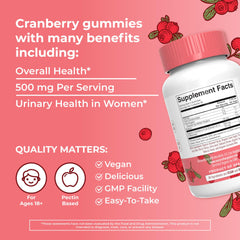 D-Mannose with cranberry gummies nutritional info