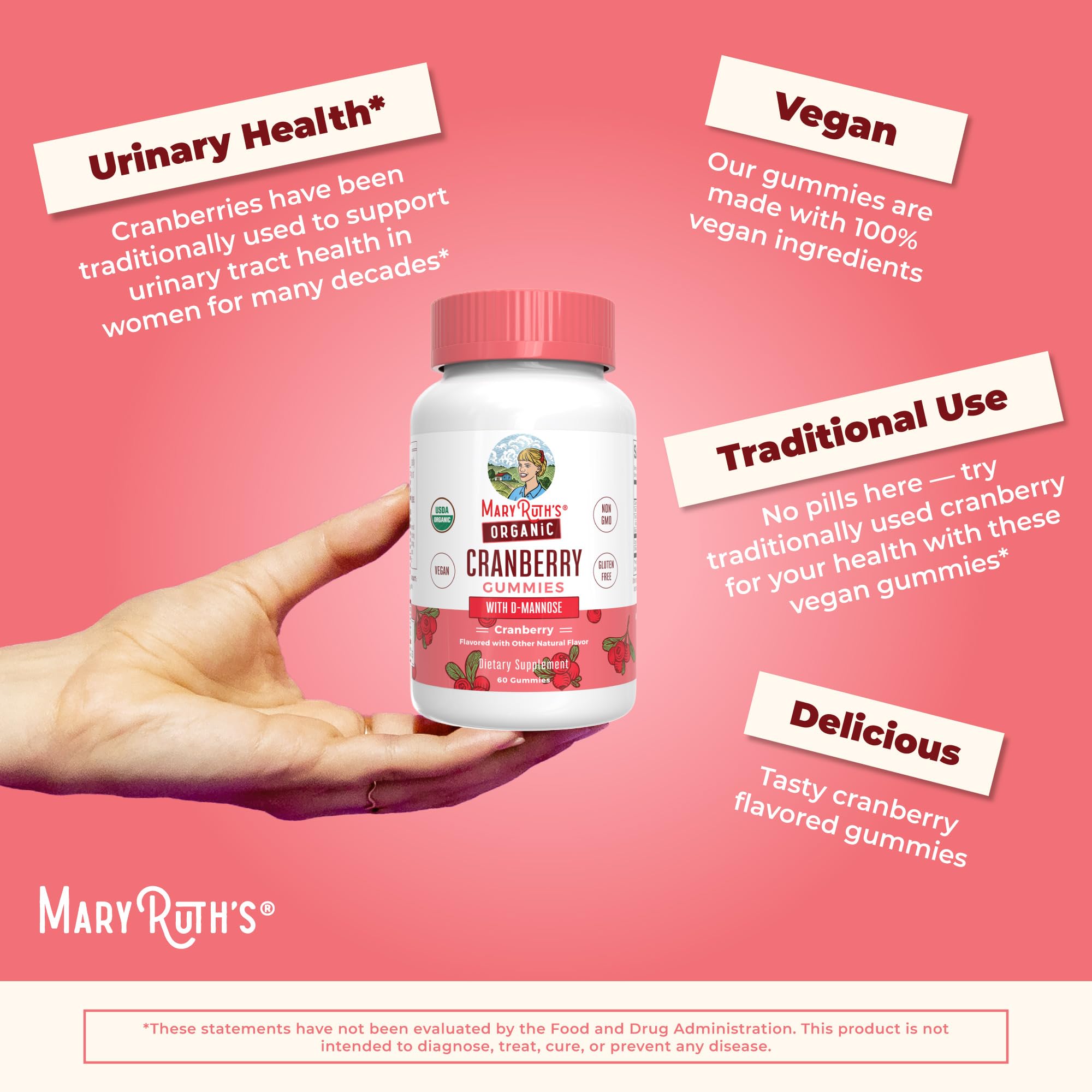 Serving size of 2 gummies for urinary health support