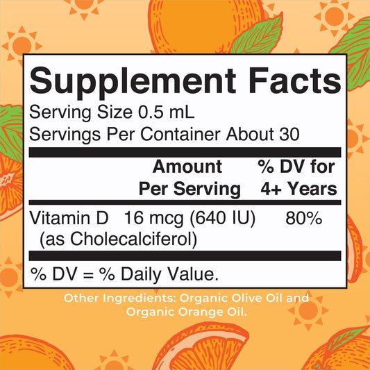 Front view of MaryRuth Organics Kids D3 Drops bottle