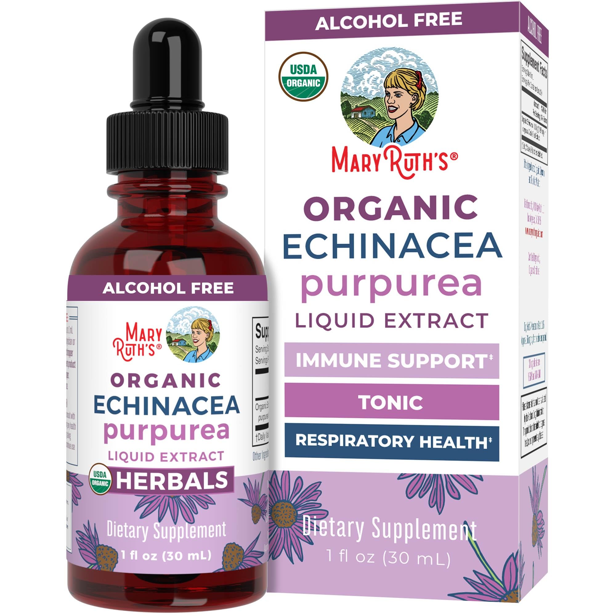 MaryRuth Organics Echinacea Purpurea Liquid 1 oz bottle with dropper