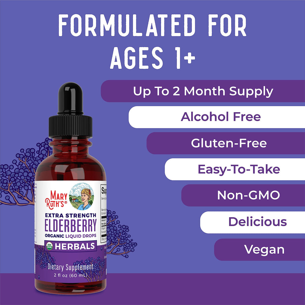 Ingredients label for MaryRuth Organic Elderberry Syrup