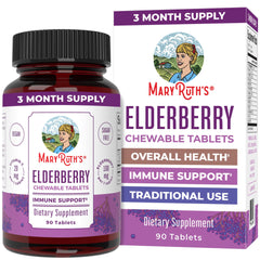 Front view of MaryRuth Organics Elderberry Vitamin C Chewable Tablets bottle