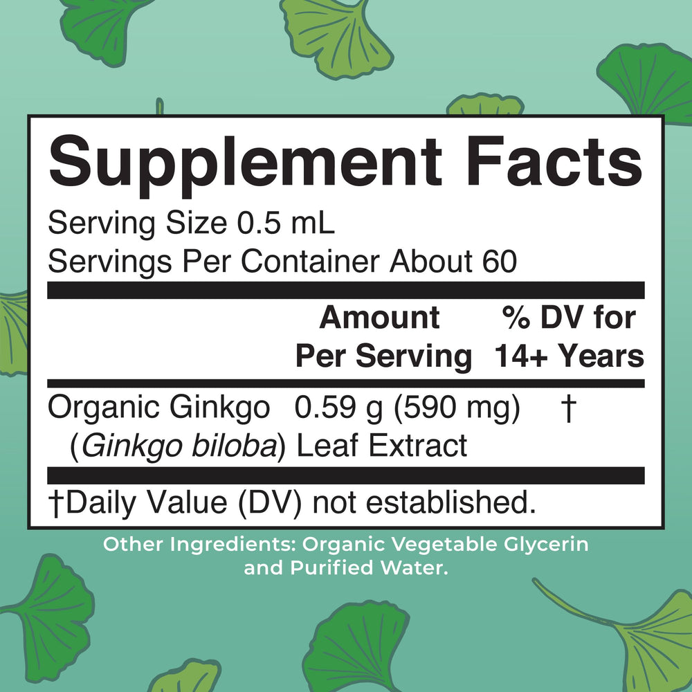 Ginkgo Leaf Liquid Drops ingredients panel