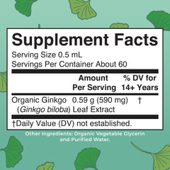 Ginkgo Leaf Liquid Drops ingredients panel