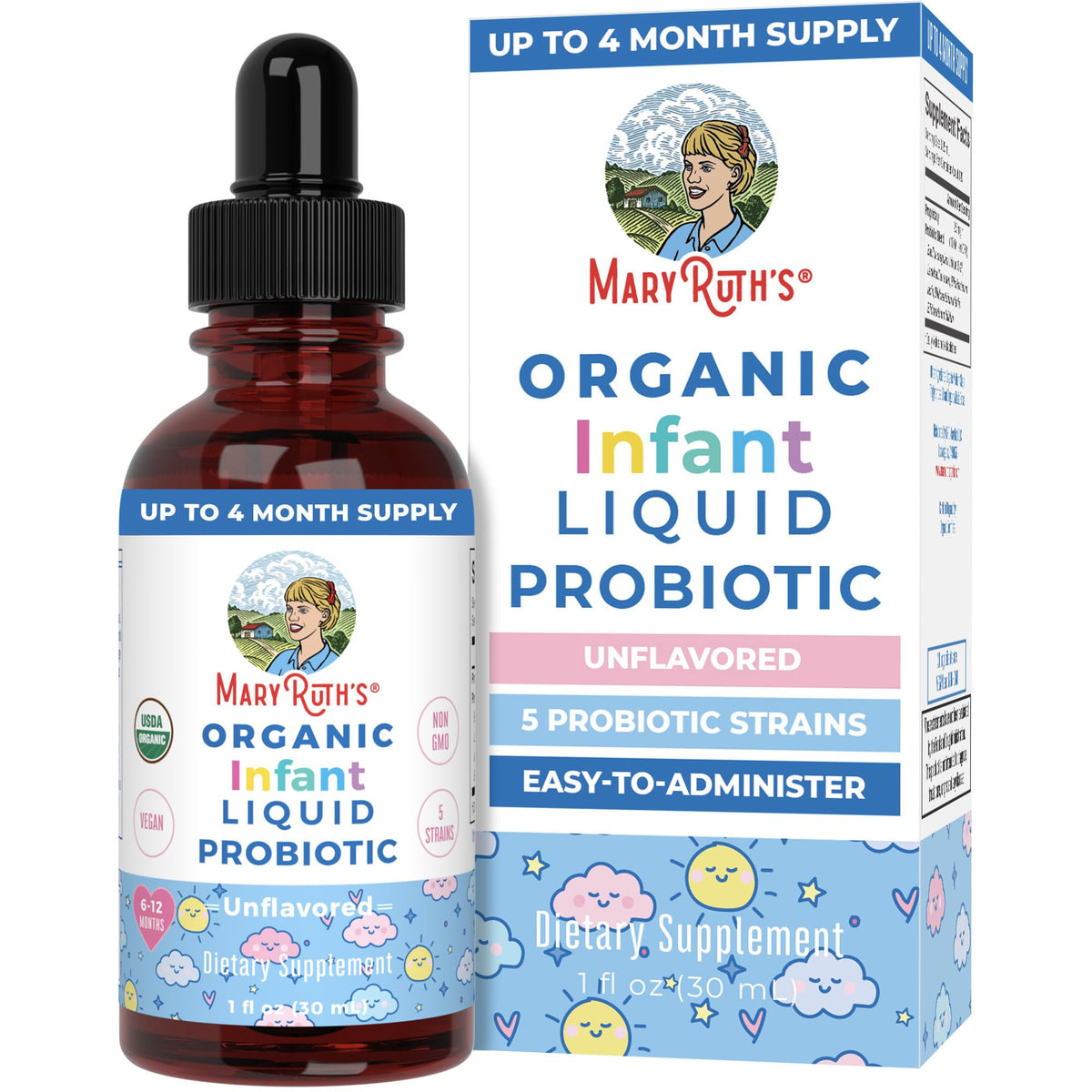 MaryRuth Organics Infant Probiotic Drops bottle on white background