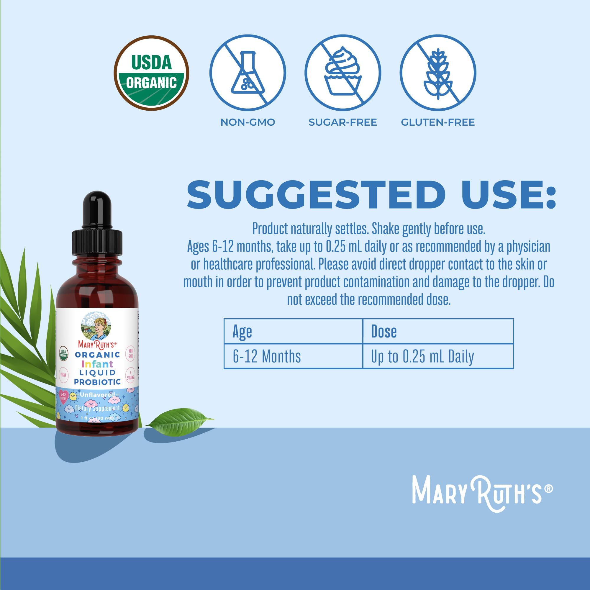 Dropper dispensing infant probiotic drops into a spoon