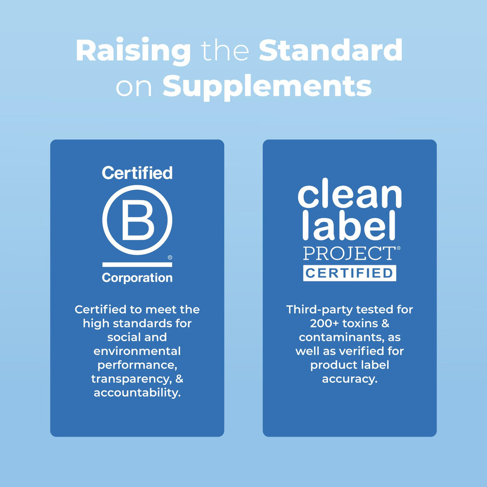 Bottle label showing 5-strain blend and 100 CFU per serving