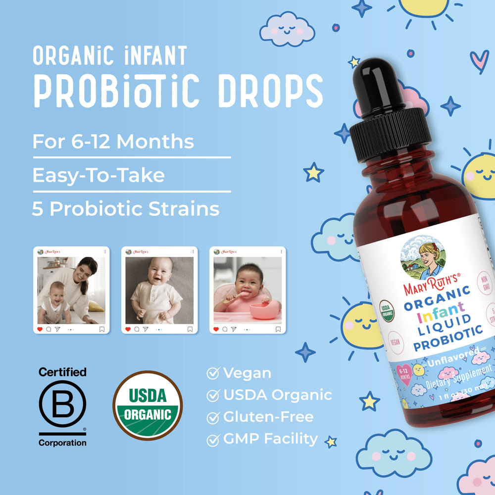 Bottle of MaryRuth Infant Probiotic Drops with 125 servings