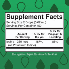 Iodine liquid drops prenatal support highlighting vegan diet benefits