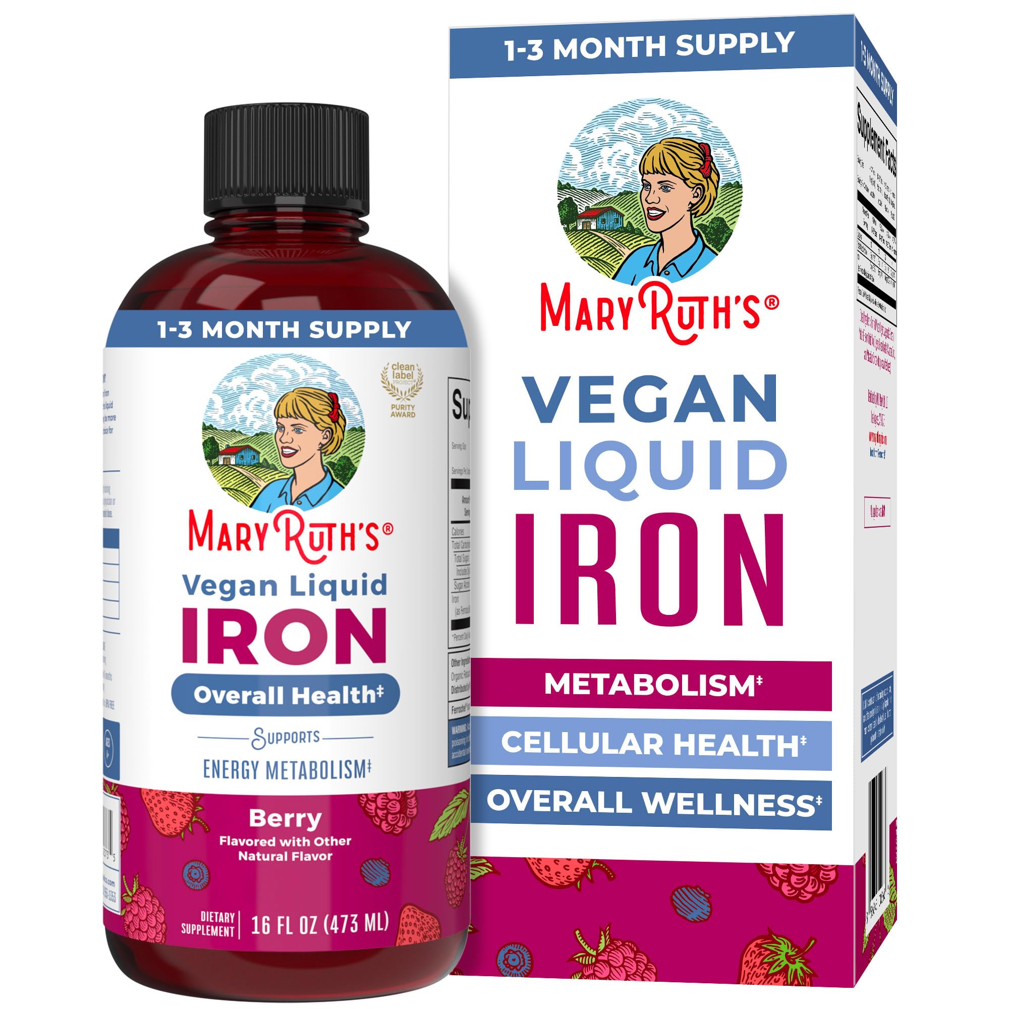 MaryRuth Organics Iron Liquid Bottle front view
