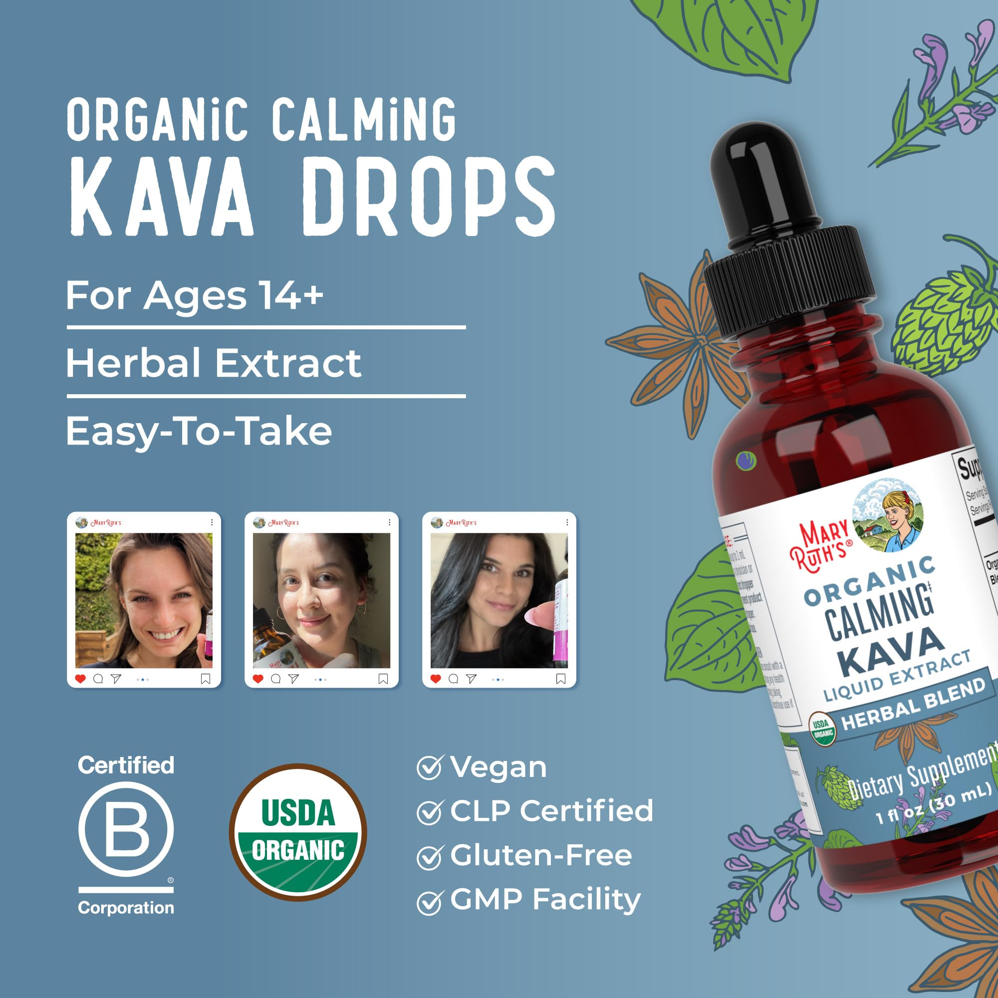 Calming kava drops in a glass of water for easy consumption