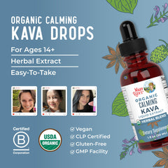 Calming kava drops in a glass of water for easy consumption
